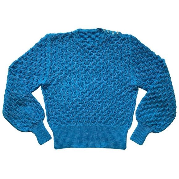 Vintage Sweaters - Vintage 70s Crochet Balloon Sleeve Sweater 🦋
